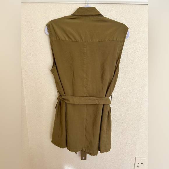 NWOT French Connection Brekhna Drape Belted Safari Jacket In Lizard Green Size 6 - Picture 4 of 6